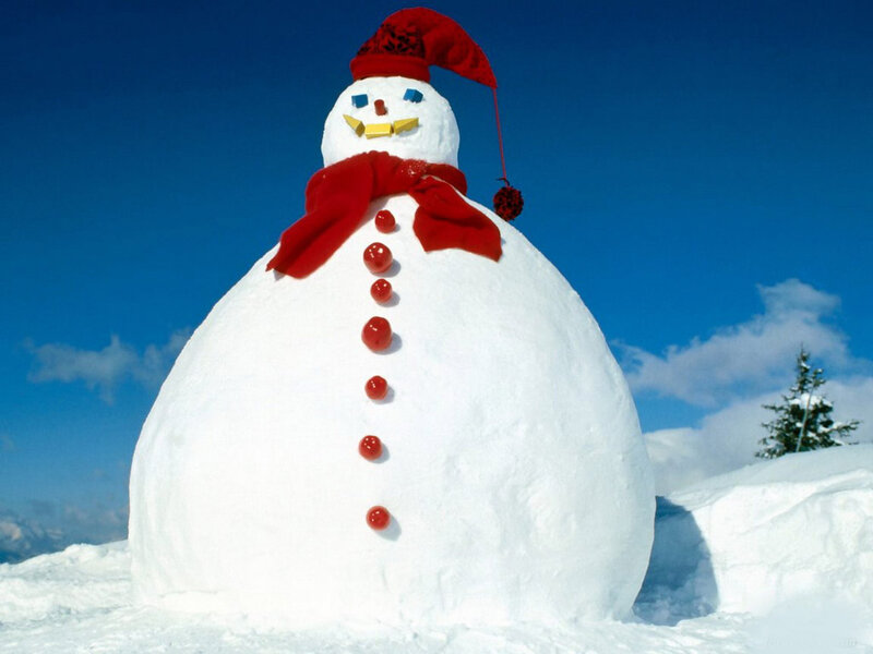 Snowman in Snow — White, Bright