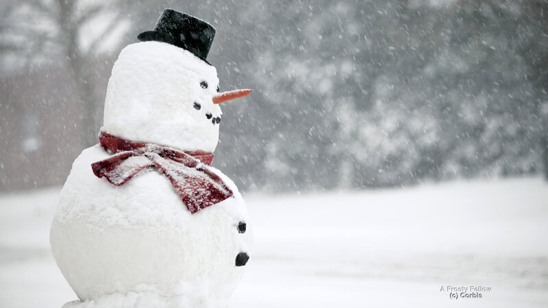 Snowman in Snow — White, Calm, Winter, Photograph