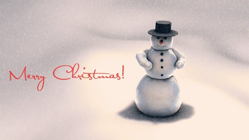 Snowman in Snow — White, Festive, Winter, 3d Render