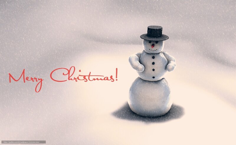 Snowman in Snow — White, Festive, Winter, Digital Art, Top Hat, Text