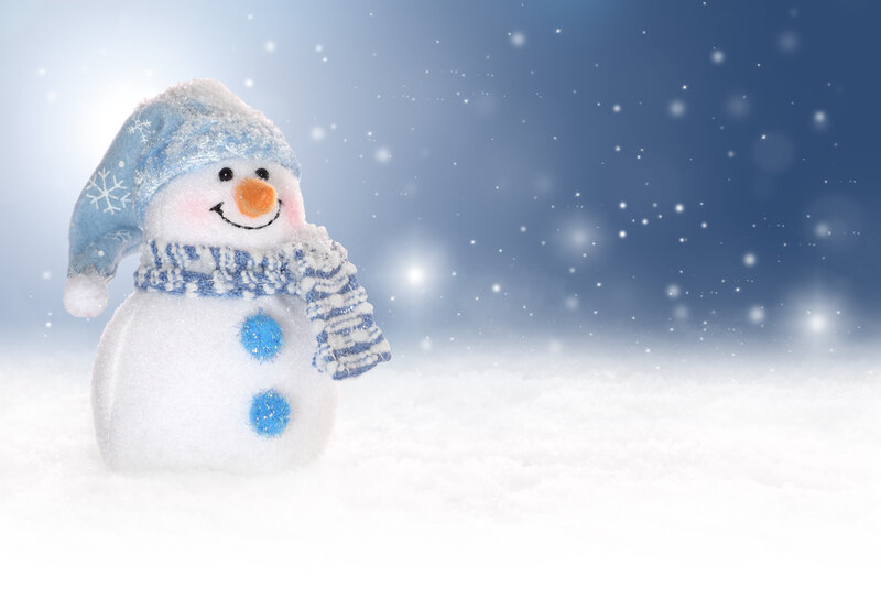 Snowman in Snow — White, Festive, Winter, Photograph, Hat