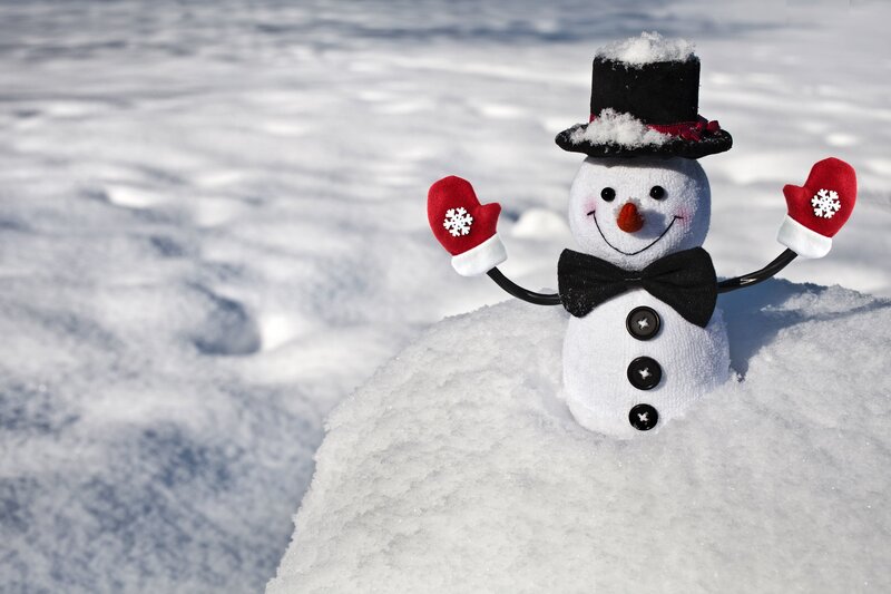 Snowman in Snow — White, Festive, Winter, Photograph