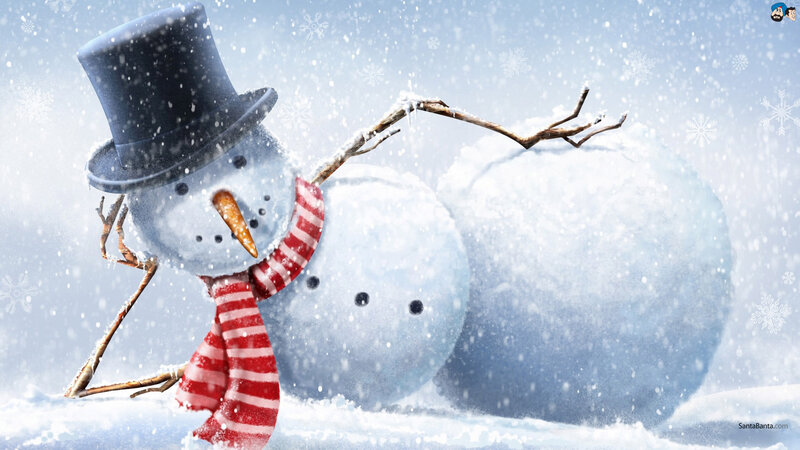 Snowman in Snow — White, Festive, Winter