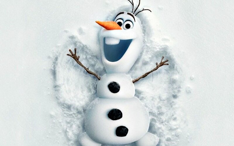 Snowman in Snow — White, Joyful