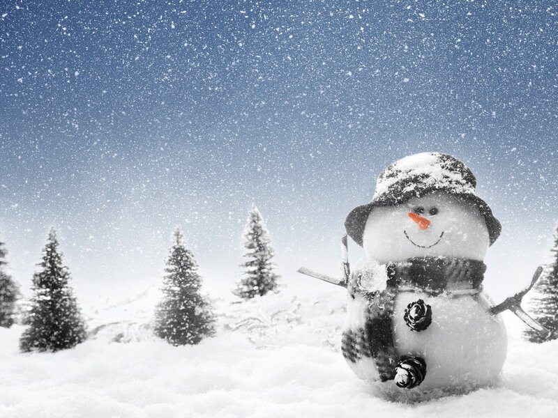 Snowman in Snow — White, Peaceful