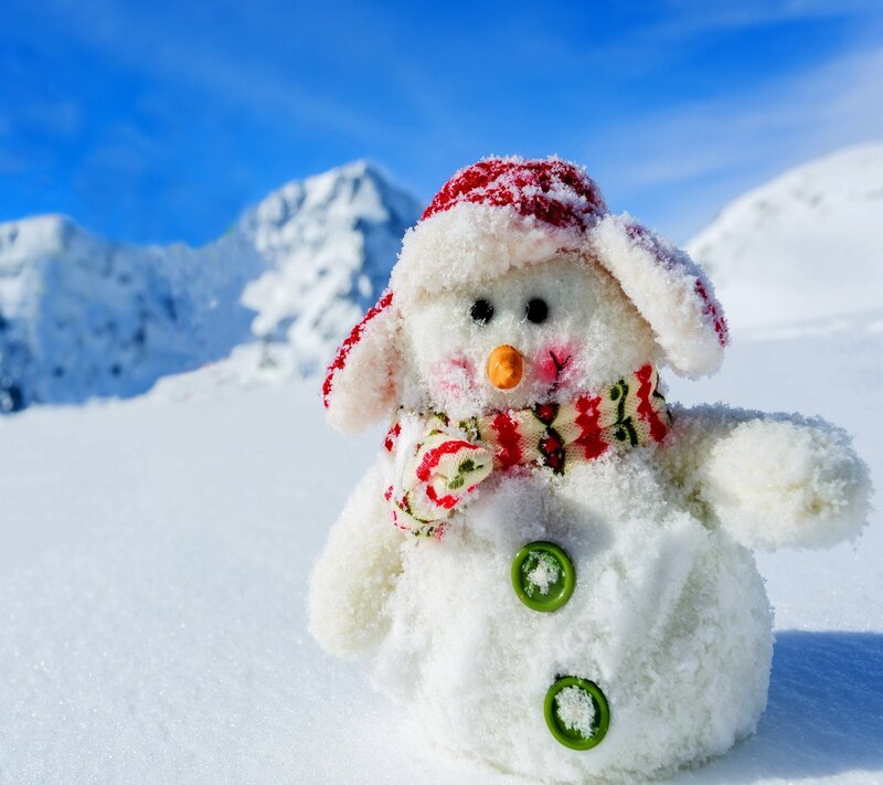 Snowman in Snow — White, Peaceful, Winter, Photograph