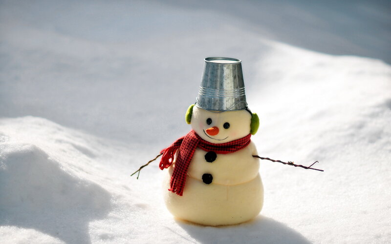 Snowman in Snow — White, Peaceful, Winter
