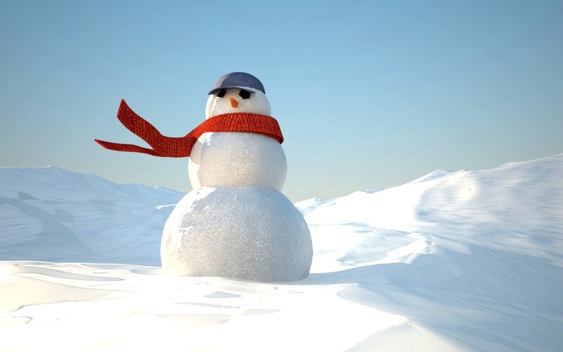Snowman in Snow — White, Serene