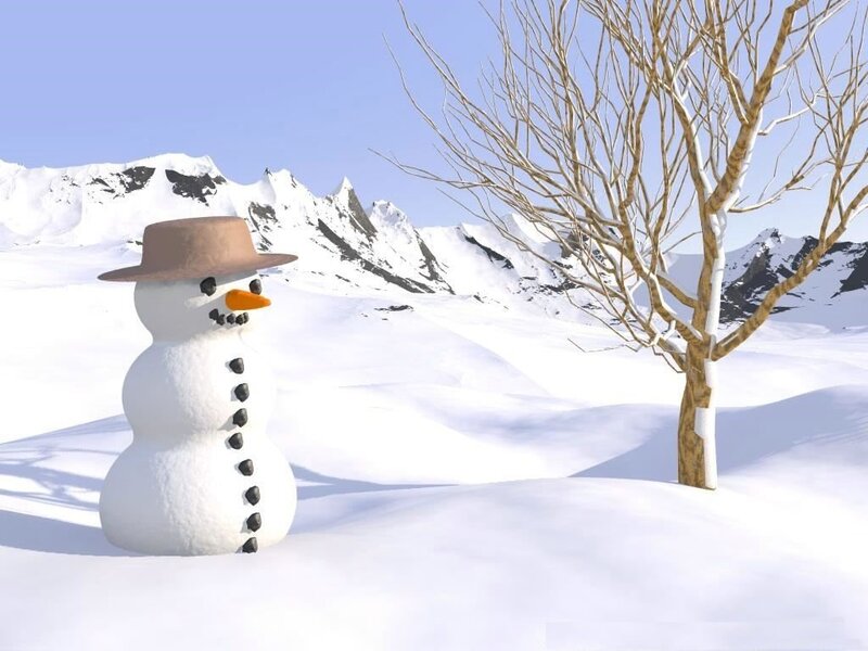 Snowman in Snow — White, Serene, Winter