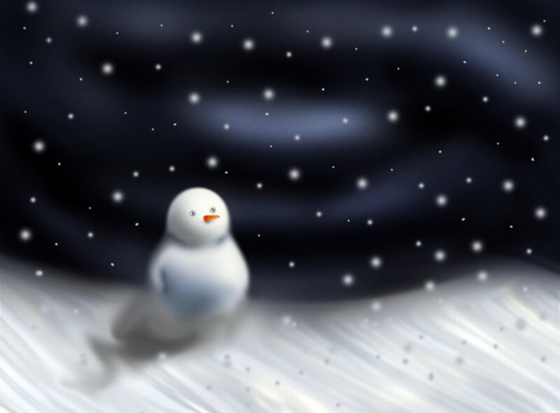 Snowman in snowfall