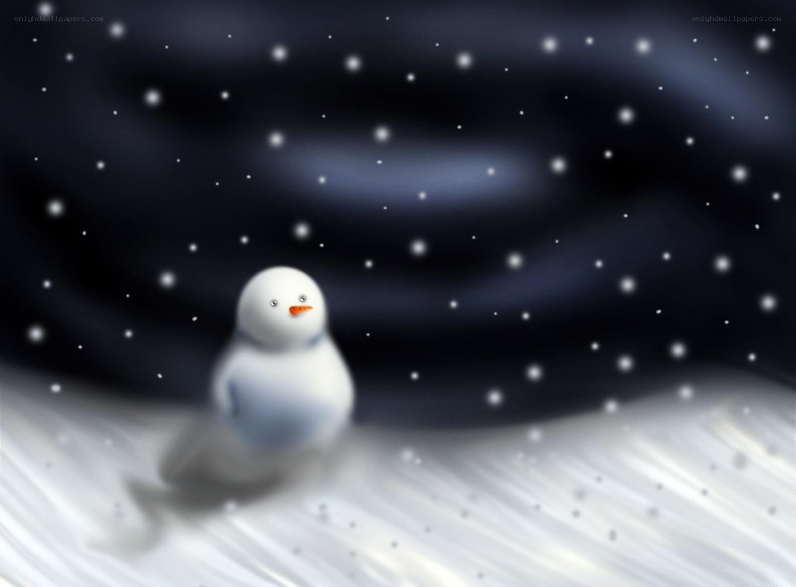 Snowman in snowfall