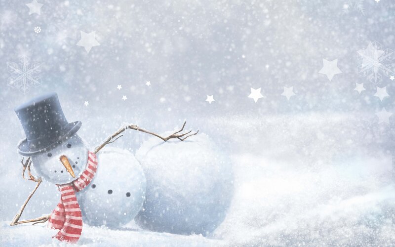 Snowman in Snowstorm — White