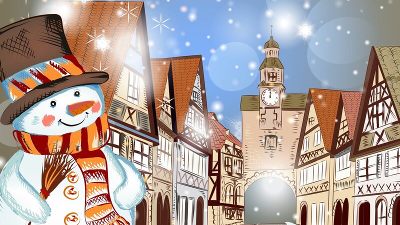 Snowman in Town — White