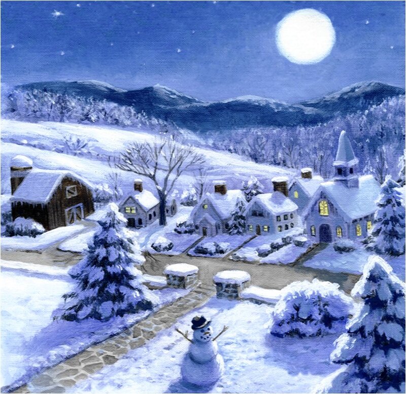 Snowman in Village
