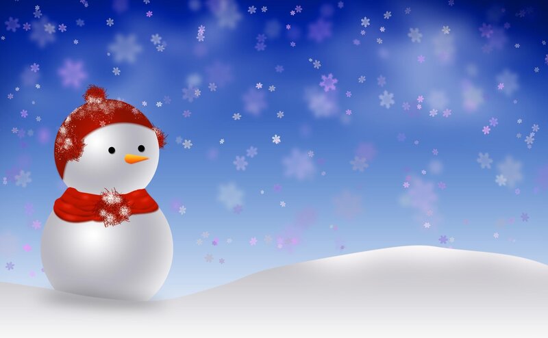 Snowman in Winter — Blue, Calm, Digital Art