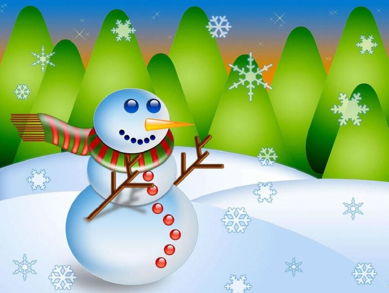 Snowman in Winter — Green