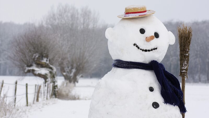Snowman in winter landscape