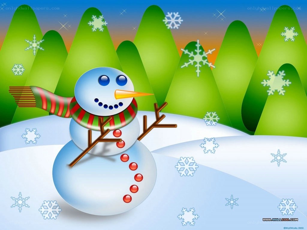 snowman in winter landscape