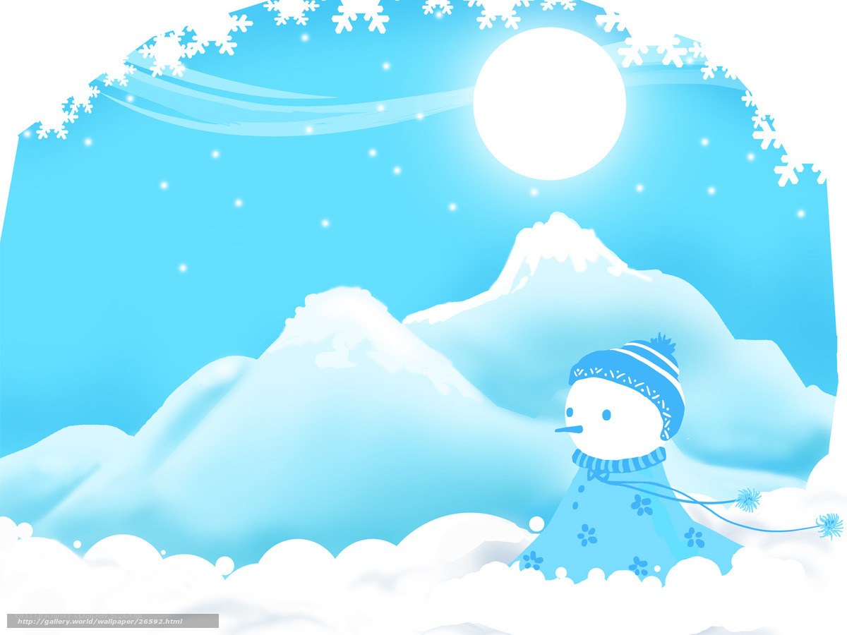 Snowman in winter landscape
