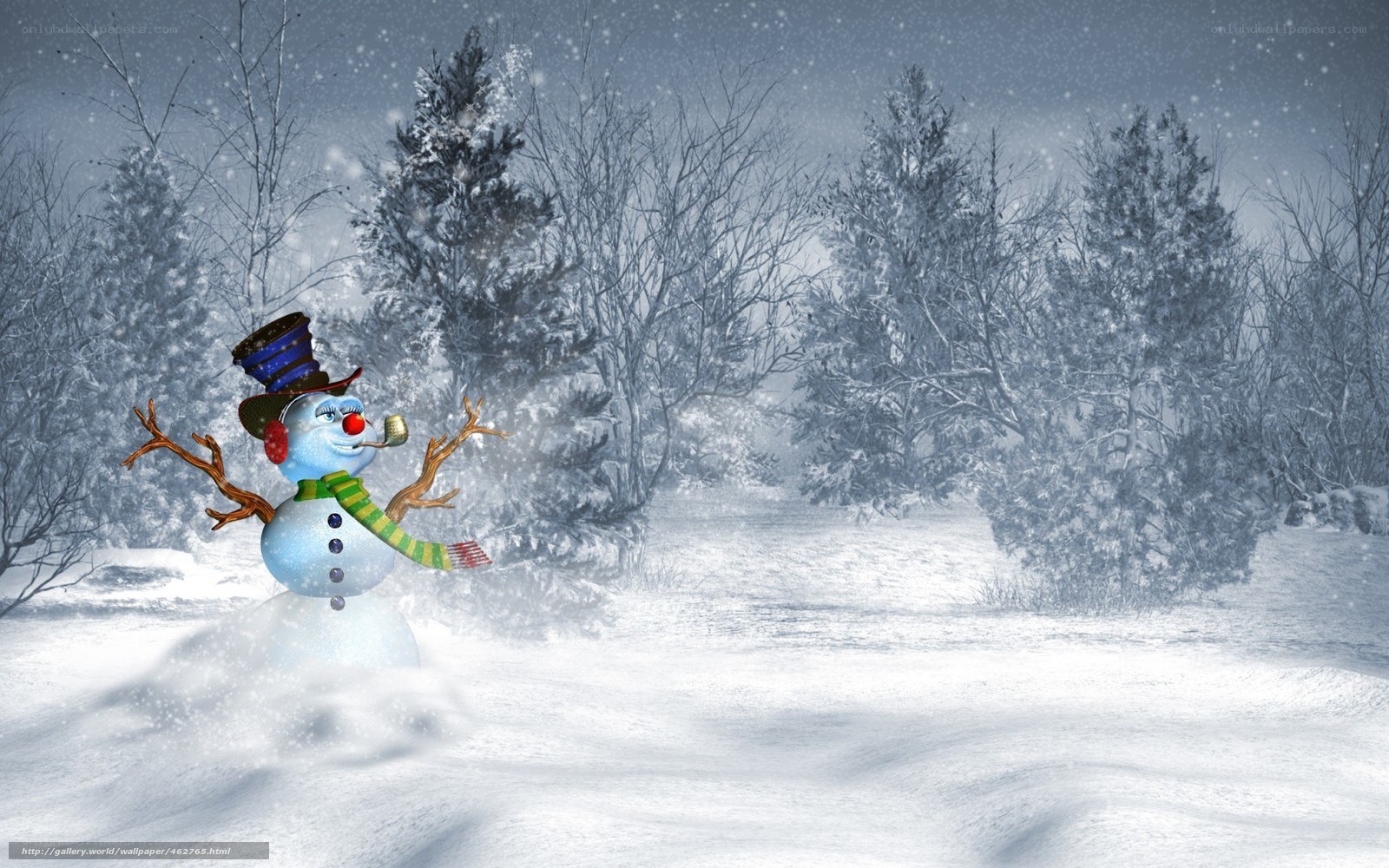 snowman in winter landscape