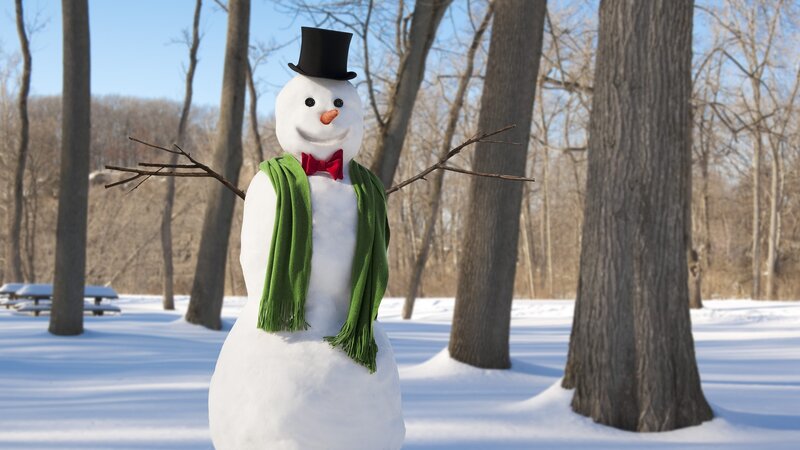 Snowman in winter park