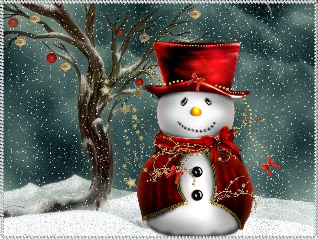 Snowman in winter scene