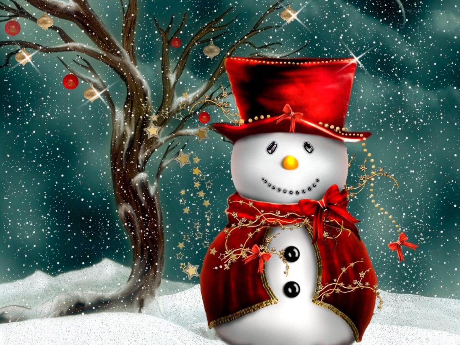 Snowman in winter scene