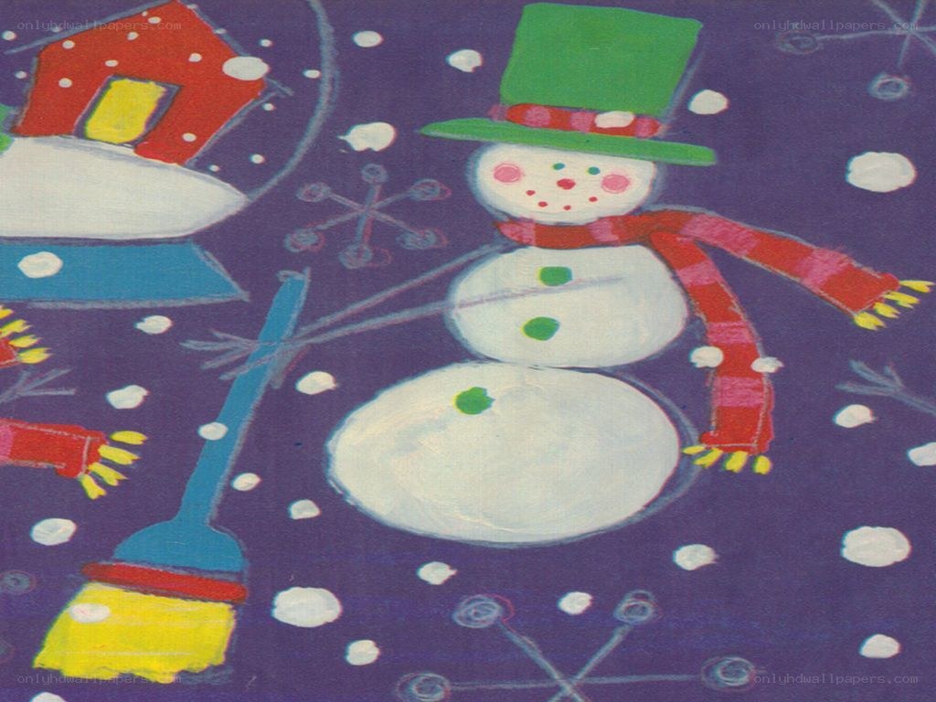 snowman in winter scene