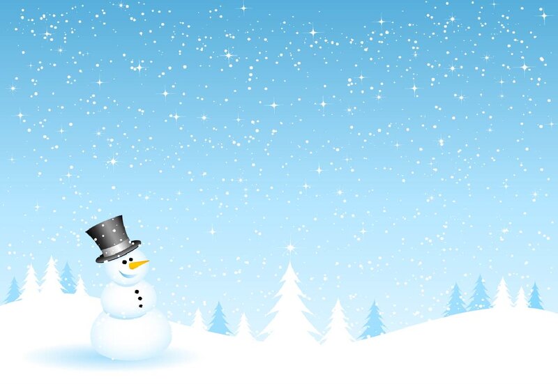 Snowman in Winter Scene — Blue, Peaceful, Night, Vector Art