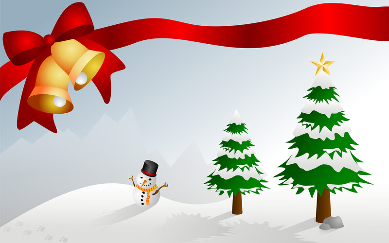 Snowman in Winter Scene — Red, Festive