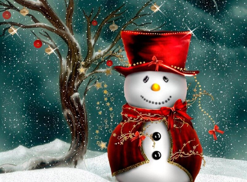 Snowman in winter scene