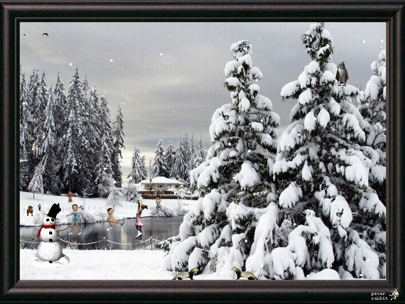 Snowman in Winter Scene — White, Peaceful, Digital Art