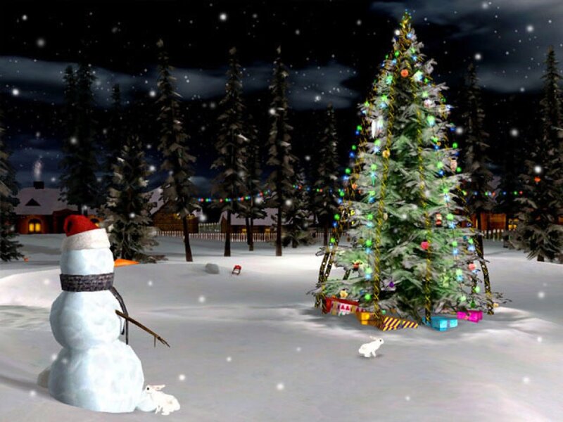 Snowman in Winter Scene — White, Peaceful, Night, 3d Render