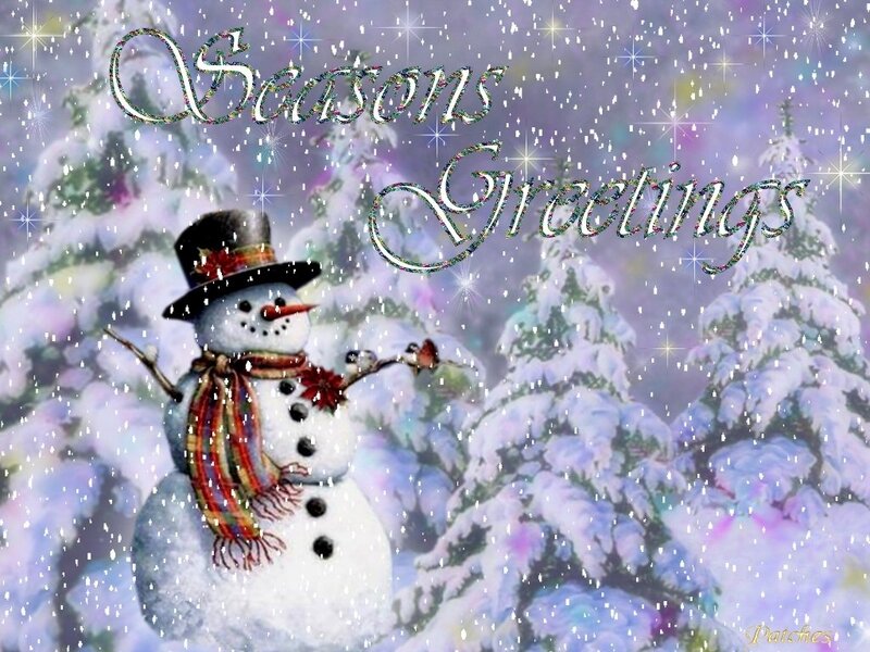 Snowman in Winter Scene — White