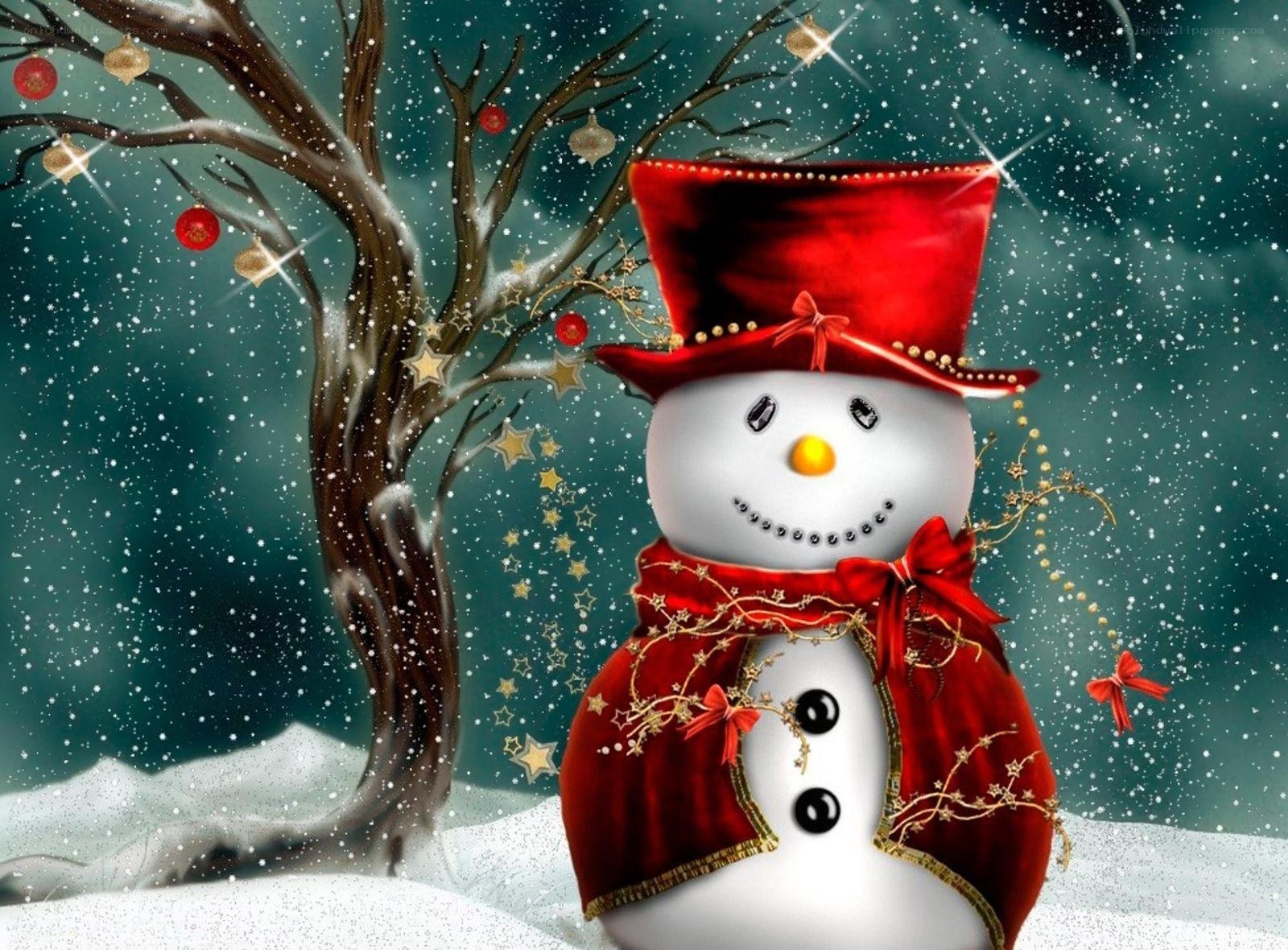 Snowman in winter scene