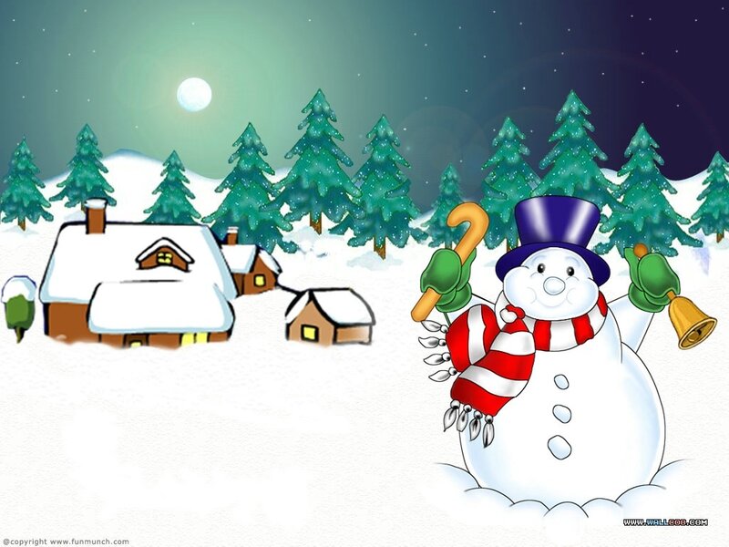 Snowman in winter village