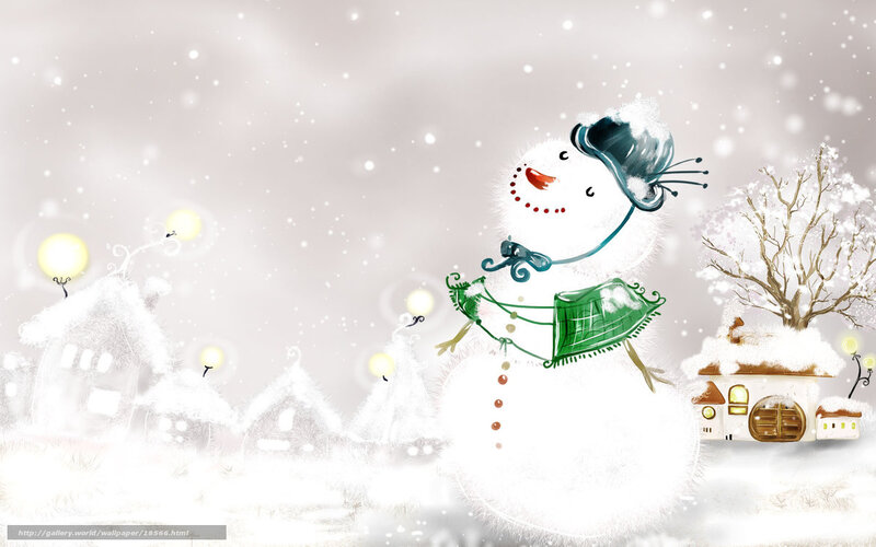 Snowman in winter village