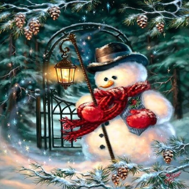 Snowman in Winter — White, Festive, Digital Art