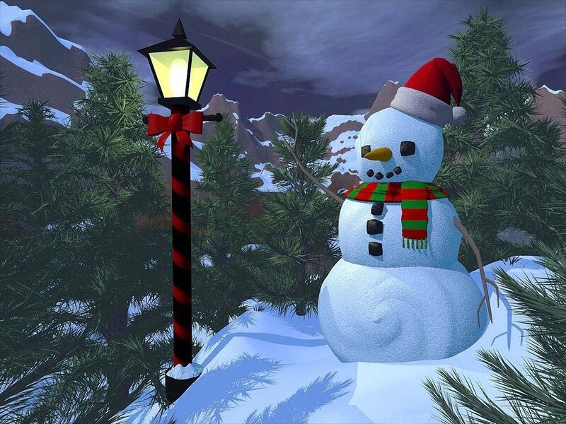 Snowman in Winter — White, Festive, Night