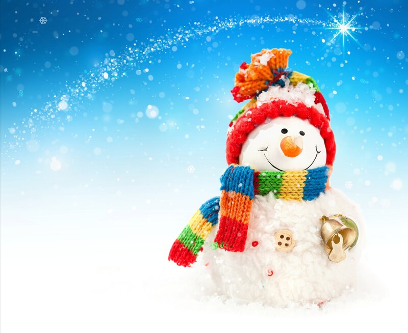 Snowman in Winter — White, Festive, Photograph