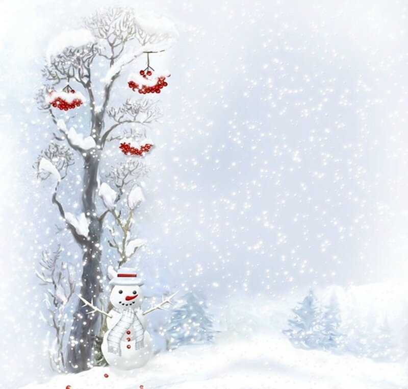 Snowman in Winter — White, Peaceful, Illustration