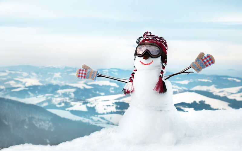 Snowman in Winter — White, Peaceful, Photograph, Goggles