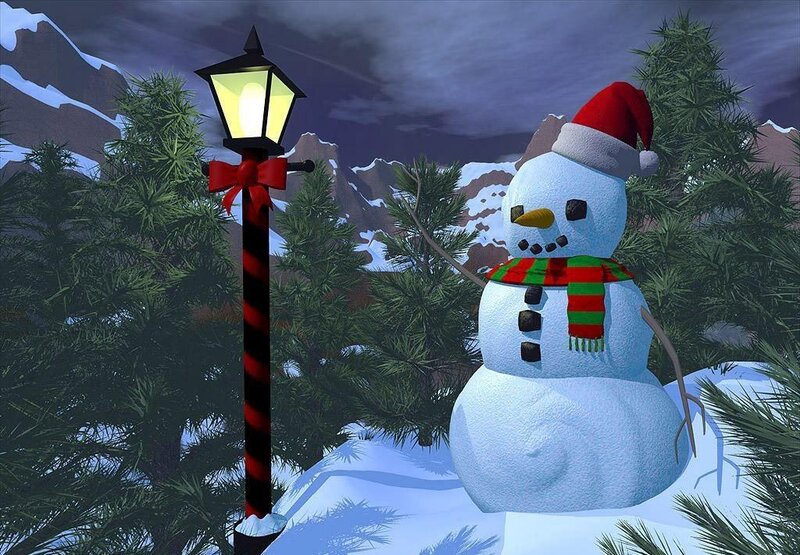 Snowman in Winter — White