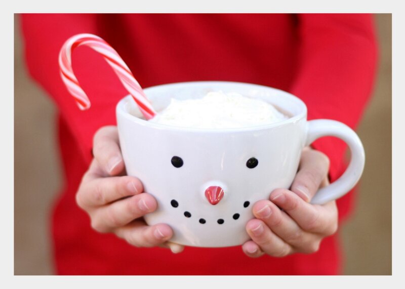 Snowman Mug with Candy Cane