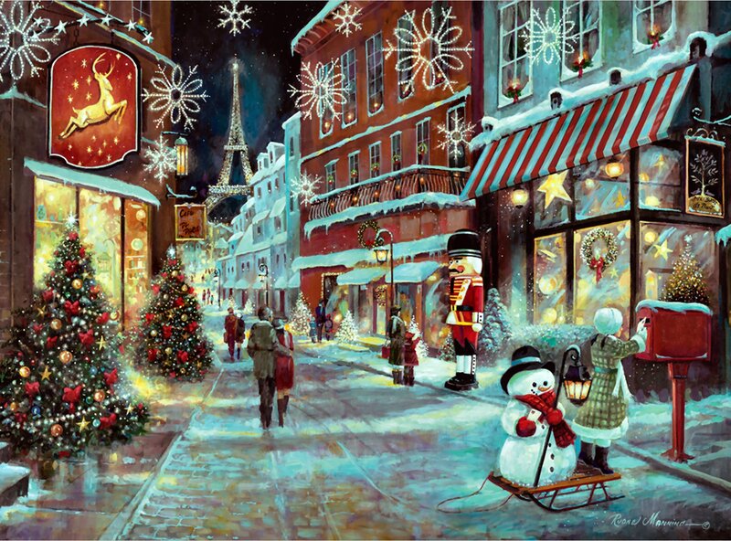 Snowman on a Sled — White, Festive, Night