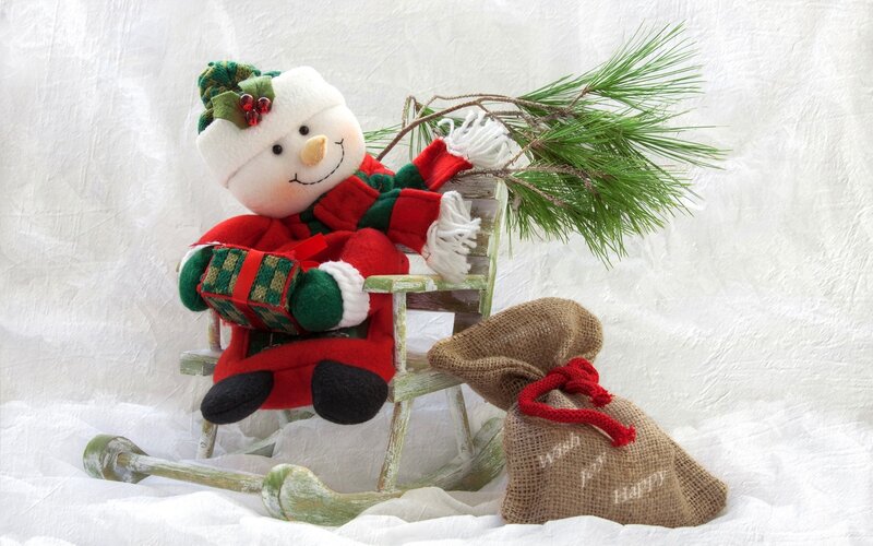 Snowman on a Sled — White, Festive