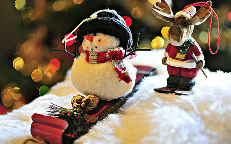 Snowman on a Sled — White