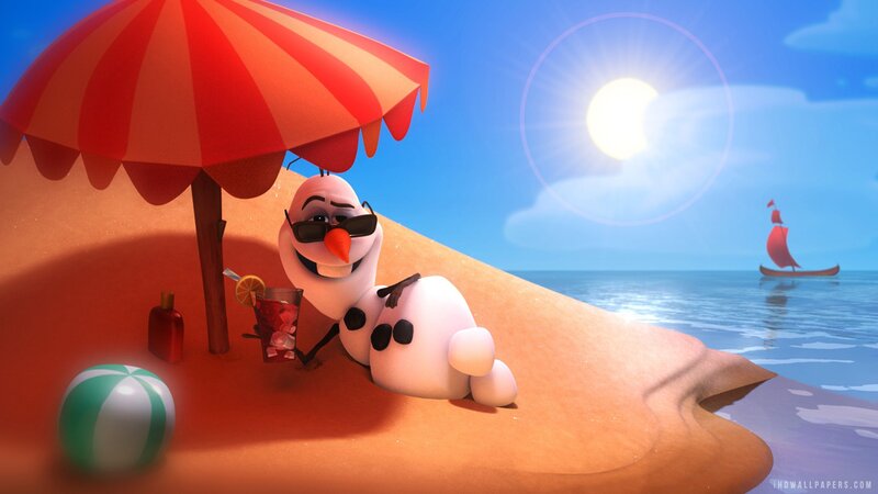 Snowman on Beach — Blue, Relaxed