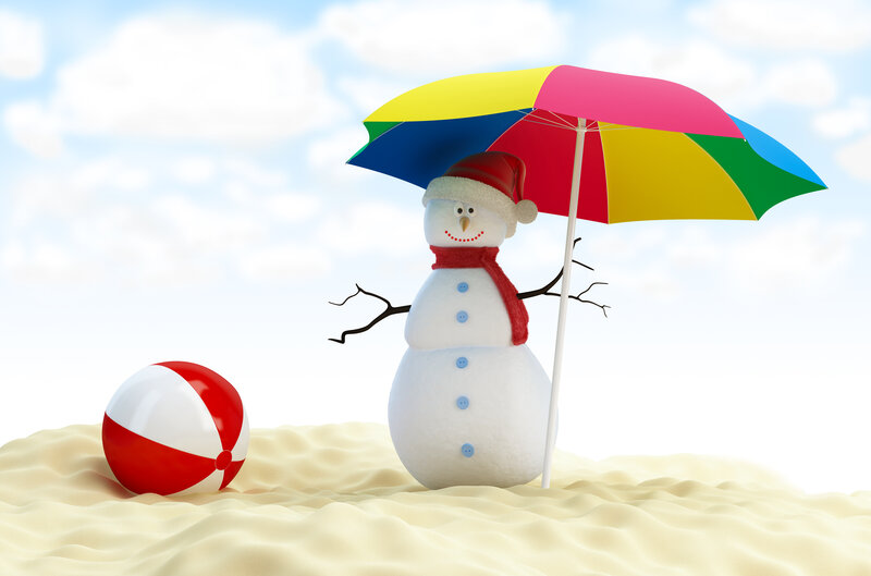 Snowman on Beach — White
