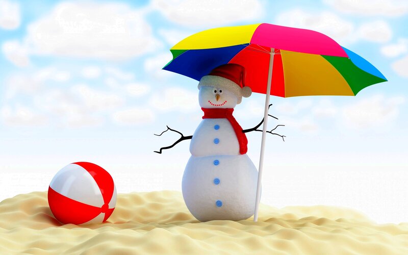 Snowman on Beach — Yellow